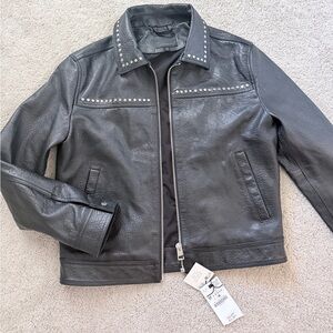 Zara Black Studded Leather Jacket